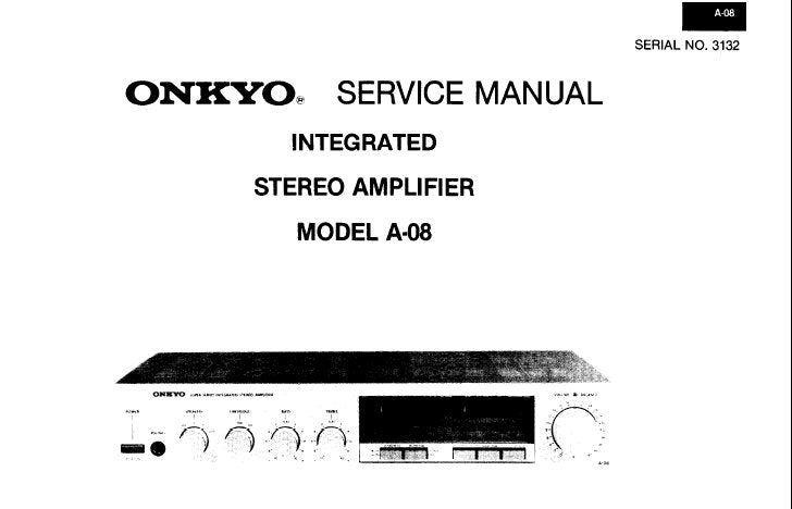 ONKYO A-10 INTEGRATED STEREO AMPLIFIER SERVICE MANUAL INC SCHEM DIAG PCB AND PARTS LIST 11 PAGES ENG