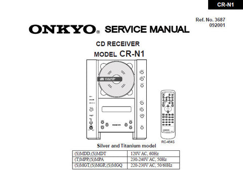 ONKYO CR-N1 CD RECEIVER SERVICE MANUAL INC SCHEM DIAGS PCB CONN DIAG PCBS MPROCESSOR CONN DIAG AND PARTS LIST 37 PAGES ENG