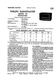 PHILIPS 131 RADIOPLAYER SERVICE DATA INC SCHEM DIAG AND PARTS LIST 4 PAGES ENG