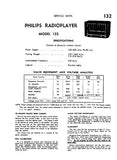 PHILIPS 132 RADIOPLAYER SERVICE DATA INC SCHEM DIAG AND PARTS LIST 4 PAGES ENG