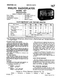 PHILIPS 167 RADIOPLAYER SERVICE DATA INC SCHEM DIAG AND PARTS LIST 4 PAGES ENG