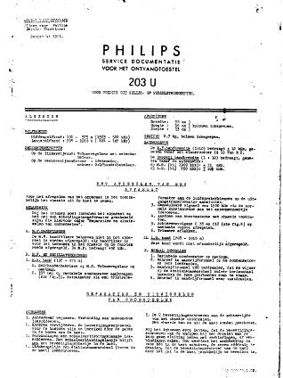 PHILIPS 203U RADIO SERVICE DOKUMENTATIE INC PCBS SCHEM DIAGS AND PARTS LIST 13 PAGES NL