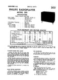 PHILIPS 203 RADIOPLAYER SERVICE DATA INC SCHEM DIAG AND PARTS LIST 4 PAGES ENG