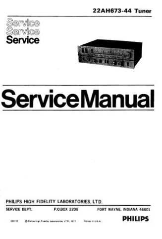 PHILIPS 22AH673-44 TUNER SERVICE MANUAL INC PCBS SCHEM DIAGS AND PARTS LIST 27 PAGES ENG