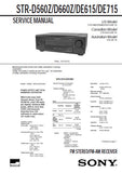 SONY STR-D560Z STR-D660Z STR-DE615 STR-DE715 FM STEREO FM AM RECEIVER SERVICE MANUAL INC PCBS SCHEM DIAGS AND PARTS LIST 40 PAGES ENG