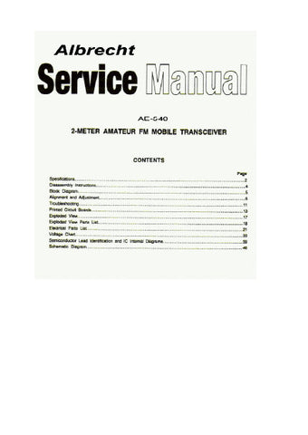 RADIOSHACK REALISTIC AE-540 ALBRECHT 2 METER AMATEUR FM MOBILE TRANSCEIVER SERVICE MANUAL INC PCBS SCHEM DIAGS AND PARTS LIST 50 PAGES ENG
