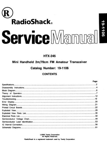 RADIOSHACK REALISTIC HTX-245 MINI HANDHELD 2 M 70cm FM AMATEUR TRANSCEIVER SERVICE MANUAL INC BLK DIAG PCBS SCHEM DIAG AND PARTS LIST 64 PAGES ENG