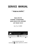RADIOSHACK REALISTIC QTA-790 4 CHANNEL STEREPHONIC AM FM SOLID STATE RECEIVER SERVICE MANUAL INC BLK DIAG CORD STRINGING DIAG PCBS SCHEM DIAGS AND PARTS LIST 61 PAGES ENG