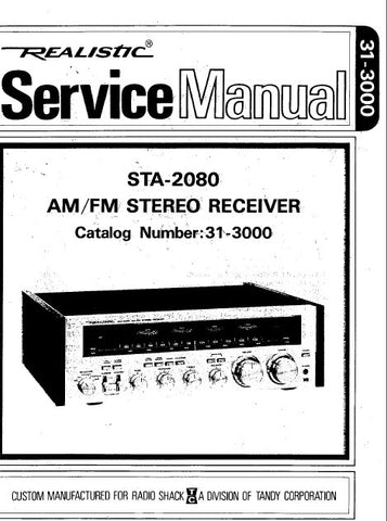 RADIOSHACK REALISTIC STA-2080 AM FM STEREO RECEIVER SERVICE MANUAL INC BLK DIAG LEVEL DIAG DIAL STRINGING DIAG PCBS SCHEM DIAG AND PARTS LIST 63 PAGES ENG