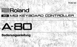 ROLAND A-80 MIDI KEYBOARD CONTROLLER BEDIENUNGSANLEITUNG 100 SEITE DEUT