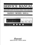 SANSUI 3000A SOLID STATE AM FM MULTIPLEX STEREO TUNER AMPLIFIER SERVICE MANUAL INC BLK DIAG PCBS SCHEM DIAG AND PARTS LIST 39 PAGES ENG