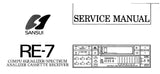 SANSUI RE-7 COMPU EQUALIZER SPECTRUM ANALIZER CASSETTE RECEIVER SERVICE MANUAL INC BLK DIAG PCBS SCHEM DIAGS AND PARTS LIST 22 PAGES ENG