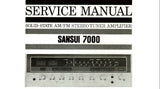 SANSUI 7000 SOLID STATE AM FM STEREO TUNER AMP SERVICE MANUAL INC TRSHOOT GUIDE BLK DIAG PCBS AND PARTS LIST 28 PAGES ENG