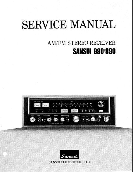 SANSUI 890 990 AM FM STEREO RECEIVER SERVICE MANUAL INC TRSHOOT GUIDE BLK DIAGS SCHEMS PCBS AND PARTS LIST 26 PAGES ENG
