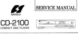 SANSUI CD-2100 CD PLAYER SERVICE MANUAL INC BLK DIAGS SCHEM DIAG PCBS AND PARTS LIST 16 PAGES ENG