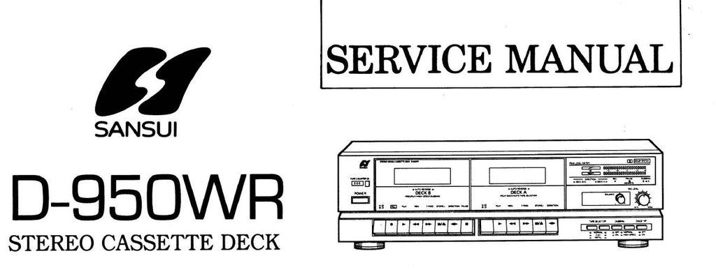 SANSUI D-950WR STEREO DOUBLE CASSETTE TAPE DECK SERVICE MANUAL INC BLK DIAG SCHEM DIAG PCBS AND PARTS LIST 14 PAGES ENG