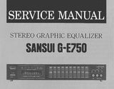SANSUI G-E750 STEREO GRAPHIC EQUALIZER SERVICE MANUAL INC BLK DIAGS SCHEM DIAG PCBS AND PARTS LIST 21 PAGES ENG