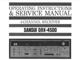 SANSUI QRX-4500 4 CHANNEL RECEIVER OPERATING INSTRUCTIONS AND SERVICE MANUAL INC CONN DIAGS TRSHOOT GUIDE SCHEMS PCBS AND PARTS LIST 50 PAGES ENG