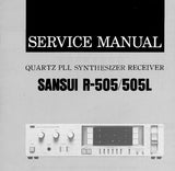 SANSUI R-505 R-505L QUARTZ PLL SYNTHESIZER STEREO RECEIVER SERVICE MANUAL INC BLK DIAGS SCHEMS PCBS AND PARTS LIST 16 PAGES ENG