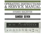 SANSUI SEVEN STEREO RECEIVER OPERATING INSTRUCTIONS AND SERVICE MANUAL INC CONN DIAG TRSHOOT GUIDE SCHEMS PCBS AND PARTS LIST 43 PAGES ENG