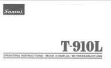 SANSUI T-910L AM FM STEREO TUNER OPERATING INSTRUCTIONS INC CONN DIAGS 14 PAGES ENG FRANC DEUT