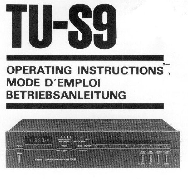 SANSUI TU-S9 QUARTZ PLL SYNTHESIZER STEREO TUNER OPERATING INSTRUCTIONS INC CONN DIAG 20 PAGES ENG FRANC DEUT