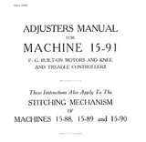 SINGER 15-91 SEWING MACHINE ADJUSTERS MANUAL BOOK INC TRSHOOT GUIDE 37 PAGES ENG