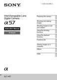 SONY ALPHA α57 SLT-α57 INTERCHANGEABLE LENS DIGITAL CAMERA INSTRUCTION MANUAL 96 PAGES ENG