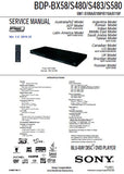 SONY BDP-BX58 BDP-S480 BDP-S483 BDP-S580 BLU-RAY DISC DVD PLAYER SERVICE MANUAL INC  BLK DIAGS PCBS SCHEM DIAGS AND PARTS LIST 117 PAGES ENG