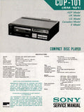 SONY CDP-101 CD PLAYER SERVICE MANUAL INC BLK DIAG PCBS SCHEM DIAGS AND PARTS LIST 78 PAGES ENG