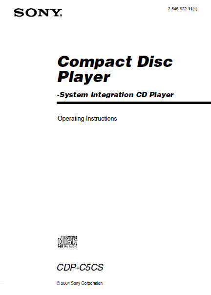 SONY CDP-C5CS CD PLAYER OPERATING INSTRUCTIONS 16 PAGES ENG