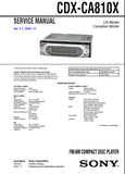 SONY CDX-CA810X FM AM CD PLAYER SERVICE MANUAL INC BLK DIAGS PCBS SCHEM DIAG AND PARTS LIST 47 PAGES ENG