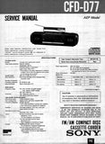 SONY CFD-D77 FM AM CD CASSETTE CORDER SERVICE MANUAL INC PCBS SCHEM DIAGS AND PARTS LIST 83 PAGES ENG