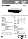 SONY DAS-703ES DA CONVERTER UNIT SERVICE MANUAL INC BLK DIAGS PCBS SCHEM DIAGS AND PARTS LIST 28 PAGES ENG