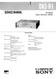 SONY DAS-R1 D A CONVERTER UNIT SERVICE MANUAL INC PCBS SCHEM DIAGS AND PARTS LIST 29 PAGES ENG