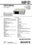 SONY HAP-S1 HDD AUDIO PLAYER SYSTEM SERVICE MANUAL INC BLK DIAGS PCBS SCHEM DIAGS AND PARTS LIST 130 PAGES ENG