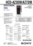 SONY HCD-AZ3DM HCD-AZ7DM DVD DECK RECEIVER SERVICE MANUAL INC BLK DIAGS PCBS SCHEM DIAGS AND PARTS LIST 118 PAGES ENG