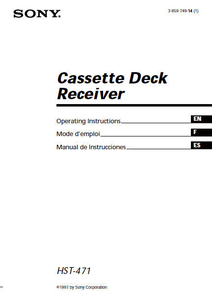 SONY HST-471 CASSETTE DECK RECEIVER OPERATING INSTRUCTIONS INC TROUBLESHOOT GUIDE 92 PAGES ENG FRANC ESP