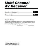 SONY STR-DA3300ES MULTI CHANNEL AV RECEIVER OPERATING INSTRUCTIONS 294 PAGES ENG