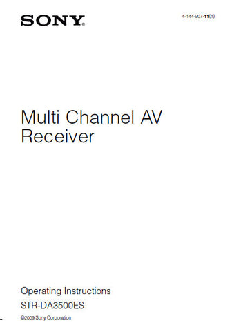 SONY STR-DA3500ES MULTI CHANNEL AV RECEIVER OPERATING INSTRUCTIONS 148 PAGES ENG