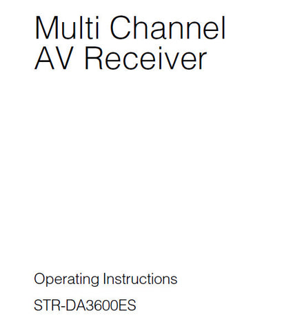 SONY STR-DA3600ES MULTICHANNEL AV RECEIVER OPERATING INSTRUCTIONS 162 PAGES ENG
