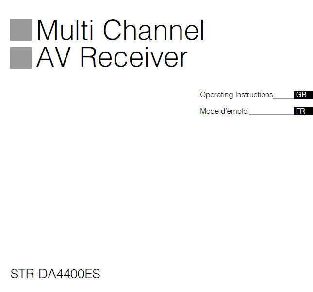 SONY STR-DA4400ES MULTI CHANNEL AV RECEIVER OPERATING INSTRUCTIONS 298 PAGES ENG