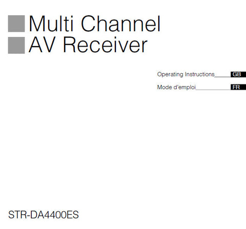 SONY STR-DA4400ES MULTI CHANNEL AV RECEIVER OPERATING INSTRUCTIONS 298 PAGES ENG