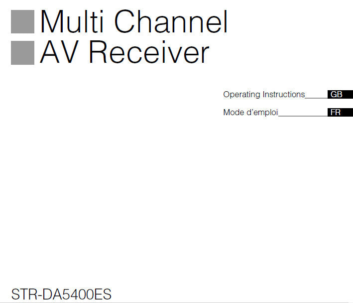 SONY STR-DA5400ES MULTI CHANNEL AV RECEIVER OPERATING INSTRUCTIONS 322 PAGES ENG FRANC