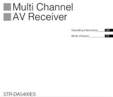 SONY STR-DA5400ES MULTI CHANNEL AV RECEIVER OPERATING INSTRUCTIONS 322 PAGES ENG FRANC