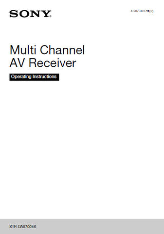 SONY STR-DA5700ES MULTI CHANNEL AV RECEIVER OPERATING INSTRUCTIONS 155 PAGES ENG