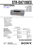 SONY STR-DA7100ES FM STEREO FM AM RECEIVER SERVICE MANUAL INC BLK DIAGS PCBS SCHEM DIAGS AND PARTS LIST 240 PAGES ENG