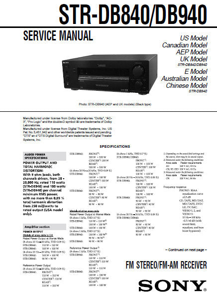 SONY STR-DE915 FM STEREO FM AM RECEIVER TA-V909 VE-910 INTEGRATED AV AMPLIFIER SERVICE MANUAL INC BLK DIAGS PCBS SCHEM DIAGS AND PARTS LIST 56 PAGES ENG