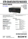 SONY STR-VA333ES STR-DA4ES STR-DA7ES FM STEREO FM AM RECEIVER SERVICE MANUAL INC BLK DIAGS PCBS SCHEM DIAGS AND PARTS LIST 116 PAGES ENG