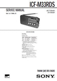 SONY ICF-M33RDS FM AM (LW) RDS RADIO SERVICE MANUAL INC BLK DIAG SCHEM DIAG AND PARTS LIST 22 PAGES ENG